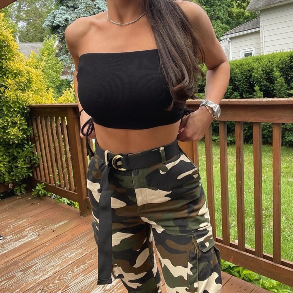 Black Ruched Tube Top